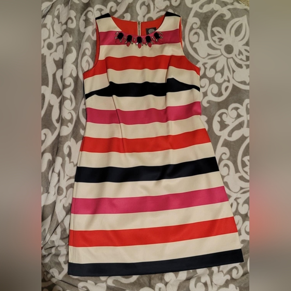 Striped Sleeveless Dress with Necklace